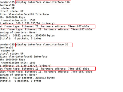 h3c 交换机interface vlan的mac